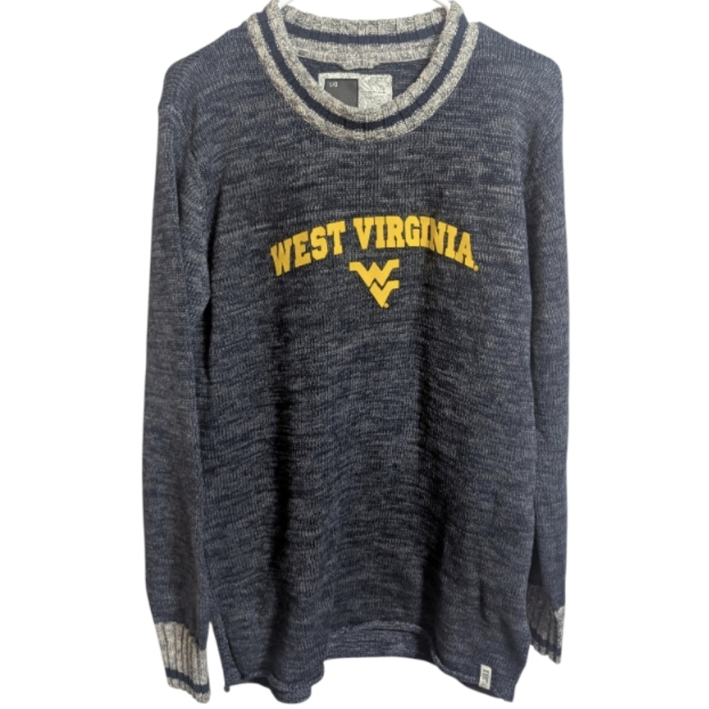 Bruzer University Of West Virginia sweater Sz large Navy Crewneck  Yellow M-019